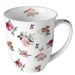 Ambiente Porzellanbecher Charlotte White 400ml Blumenmuster