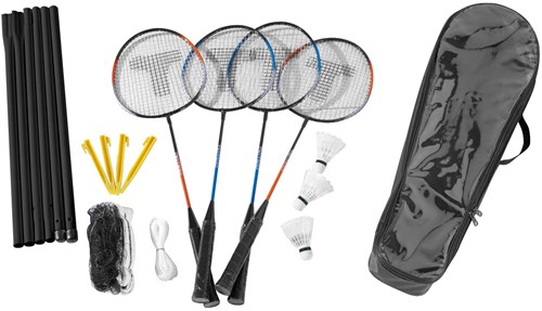 Set de badminton pour 4 joueurs avec raquettes, volants et filet-2