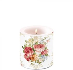 Ambiente Kerze Creme romantisches Barock Design Atmosphäre Ø7,5xh8cm
