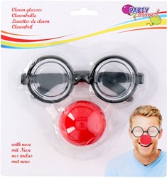 Clown Brille und Nase Verkleidungsset rot für Kinder Karneval