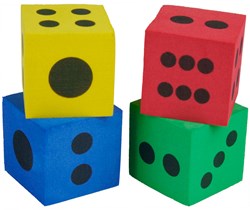 Gekleurde Foam Dobbelstenen - 4st.