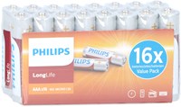 Piles AAA Philips longlife pack avantage 16 pièces - Piles AAA