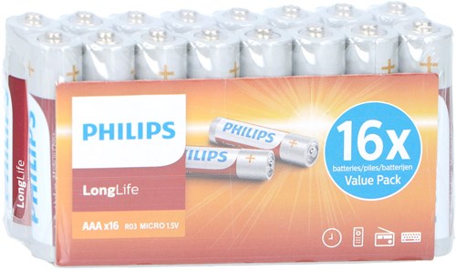 Piles AAA Philips longlife pack avantage 16 pièces - Piles AAA