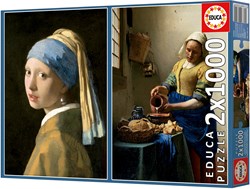 Educa 2 Puzzles - Girl with a Pearl Earring & The Milkmaid. Johannes Vermeer - 1,000 pieces