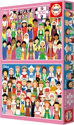 Educa 2 Puzzles - Girls of Europe and Girls of Asia - 100 pieces