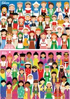 Educa Puzzle-Set - Kinderpuzzle - Mädchen Europa und Asien - 2x100 Teile-2