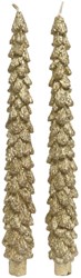 Decoris bougies de table sapin doré lot de 2 - bougies festives