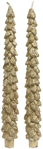 Decoris bougies de table sapin doré lot de 2 - bougies festives