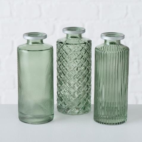 Boltze Home vase verre vert décoration moderne H13cm étanche