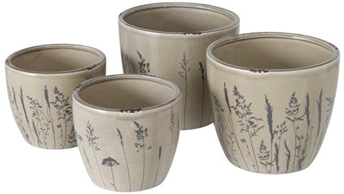 Boltze Home lot de pots de fleurs céramique gris décoration 2 pièces 11-14cm