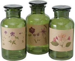 Boltze Home bouteille d'apothicaire décorative verre vert Ø10xh22cm intérieur