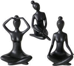 Boltze Home Dekofigur Yoga Frau schwarz Keramik Set 3-teilig