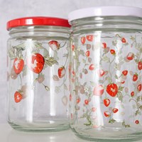 Boltze Home bocal en verre fraise 500ml - pot de cuisine décoratif