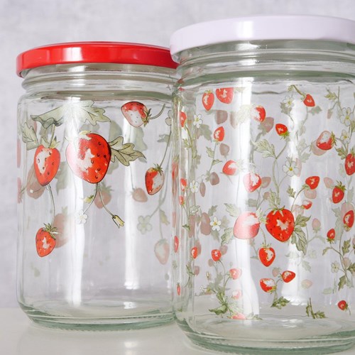 Boltze Home bocal en verre fraise 500ml - pot de cuisine décoratif