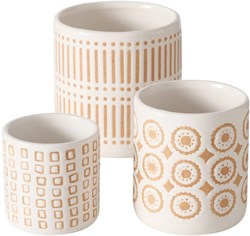 Boltze Home lot de pots de fleurs céramique jaune imprimé 3 pièces décoration
