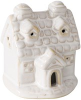 Boltze Home Dekohaus LED weiß Porzellan 7cm Stimmungslicht