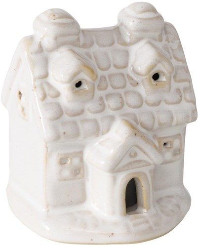 Boltze Home Dekohaus LED weiß Porzellan 7cm Stimmungslicht