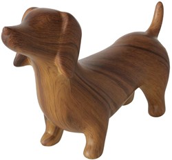 Boltze Home chien teckel céramique effet bois décoration 16x5x10cm