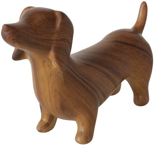 Boltze Home chien teckel céramique effet bois décoration 16x5x10cm