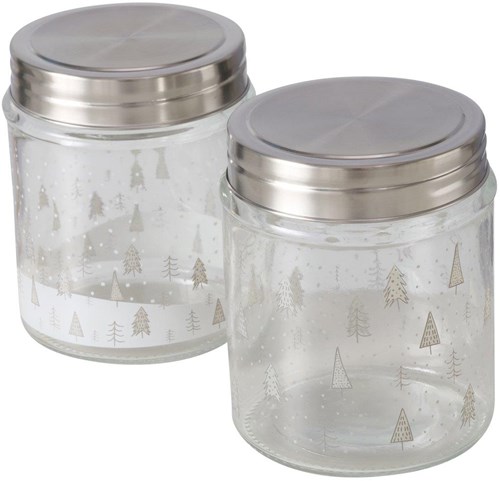 Boltze Home bocal de rangement verre sapins de Noël 625 ml cuisine