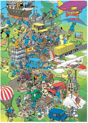Jumbo Puzzle Oldtimer Pakketstress 1000 Teile Cartoon Legespiel-2