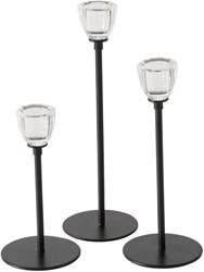 Boltze Home bougeoirs set noir métal et verre 3 pièces Ø7cm