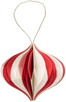 Boltze Home boule de Noël ovale papier rouge-blanc Ø10cm décoration