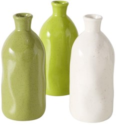 Boltze Home Vase Porzellan Dekoration Weiß Lime Grün 15cm Modern