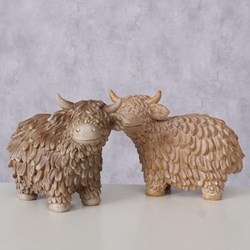 Boltze Home décoration figurine vache Highland plastique 18x9x13cm marron