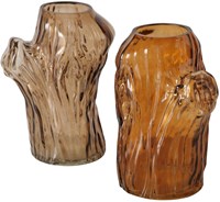 Boltze Home Vase braunes Glas dekorative Herbststimmung 11x9x14,7cm
