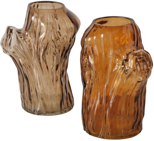 Boltze Home Vase braunes Glas dekorative Herbststimmung 11x9x14,7cm