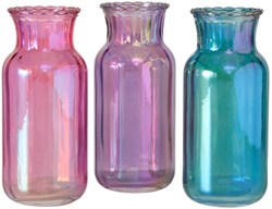 Boltze Home vase décoration verre rose violet turquoise 13,7cm