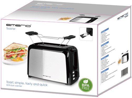 Emerio grille-pain 2 fentes noir inox 750W TO-123924 appareil de cuisine-2