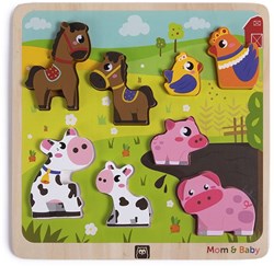 EurekaKids puzzle en bois animaux de la ferme - jouet éducatif enfant