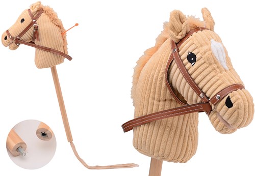 Johntoy Steckenpferd Spielzeug mit Sound - beige Rib - 80 cm