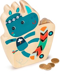 Lilliputiens tirelire Marius figurine animale en bois bleue pour enfants
