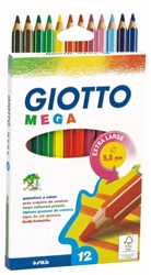 Giotto crayons de couleur Mega 12 pièces extra épais pour enfants