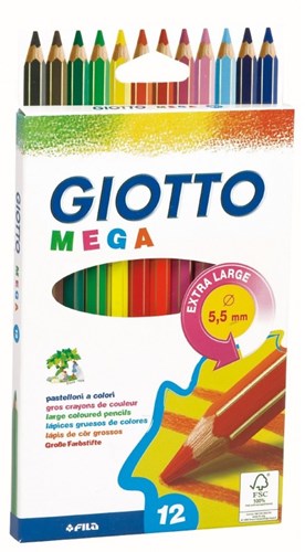 Giotto crayons de couleur Mega 12 pièces extra épais pour enfants