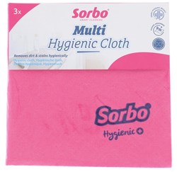 Sorbo chiffons de nettoyage antibactériens rose lot de 3 microfibres