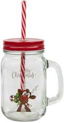 Drinkglas rendier met rietje 500ml