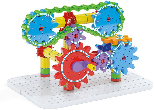 Quercetti Baukasten Zahnräder Starterset STEM Spielzeug 71-teilig