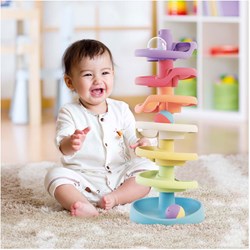 Quercetti Murmelbahn Eco+ Spiral-Turm buntes Spielzeug 10-teilig