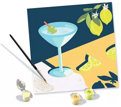 Ravensburger kit créatif peinture par numéros citron toile 20x20 cm-3