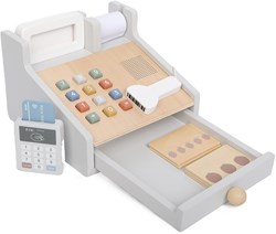 Atan Holzspielzeug-Kasse mit Scanner und Kartenlesegerät - pädagogisches Rollenspiel