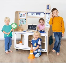Beleduc Feuerwehr und Polizei Spielstation Holzspielzeug Set