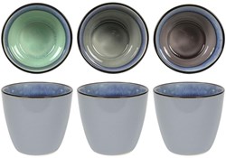 Svenska Living Becher Keramik Reactive Glaze 9x8cm 6er Set grau