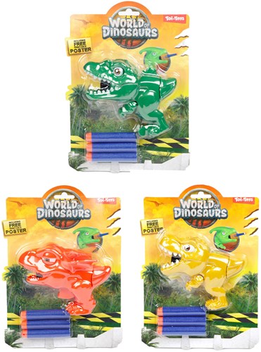 Toi-Toys Dino Spielzeug Pistole mit Pfeilen - Mini Foam Schießspiel