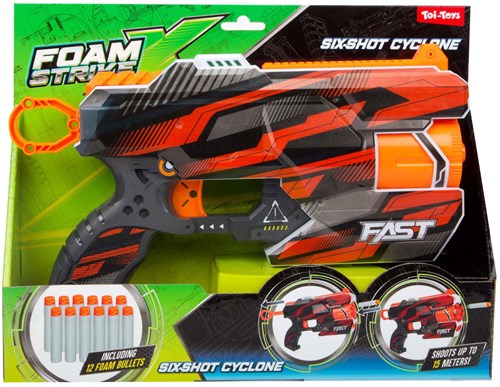 Toi-Toys Schaumstoff Pistole Six-Shot Cyclone mit 12 Pfeilen Spielzeug