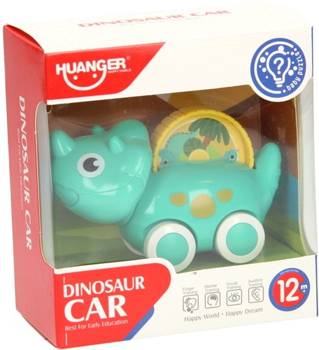 Voiture dinosaure jouet pour tout-petits 11cm vert mer jaune