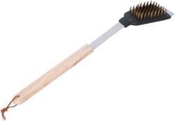 BBQ brosse et grattoir - Manche en chêne de luxe - Acier inoxydable - 44 cm - BBQ